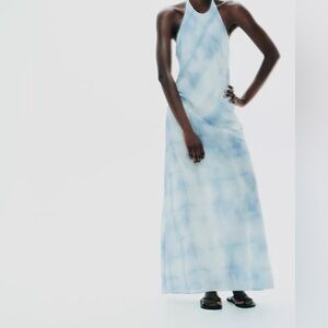 Zara Halter tye dress sky blue